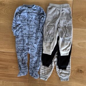 Carters Fleece Bundle - Footie Zip Pajama & 4 Pants